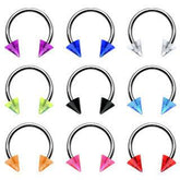 16ga Surgical Steel Multi Use Horseshoe with Acrylic Spikes